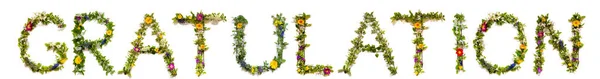 花と花の手紙の建物の単語の卒業式の意味 — ストック写真