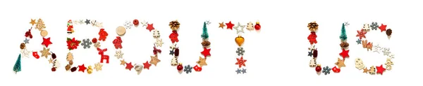 Barevné vánoční dekorace dopis stavební slovo o nás — Stock fotografie