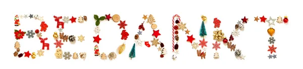 Bunte Weihnachtsdekoration Buchstabenbau bedeutet Danke — Stockfoto