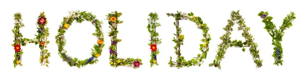 Blumen und Blüten Buchstabe Gebäude Word Holiday — Stockfoto