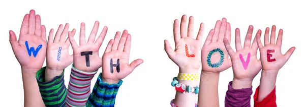 Children Hands Building Word With Love, Isolated Background — Stock Photo, Image