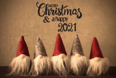 Şapkalı Noel Baba, Mutlu Noeller ve Mutlu 2021, Beton Arka plan