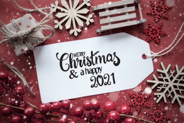 Kırmızı Noel Dekorasyonu, Etiket, Mutlu Noeller ve Mutlu 2021
