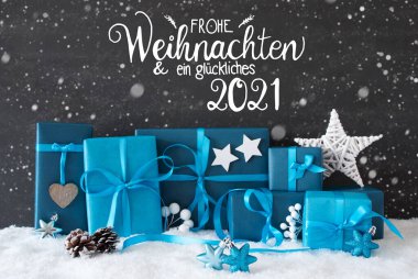 Turquois Hediye, Kar Taneleri, Glueckliches 2021 Mutlu 2021, Dekorasyon