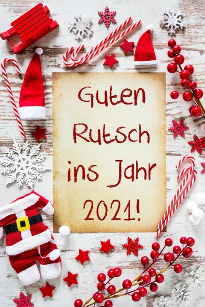 Φωτεινό Χριστούγεννα επίπεδη Lay, Guten Rutsch 2021 σημαίνει Ευτυχισμένο το Νέο Έτος — Φωτογραφία Αρχείου