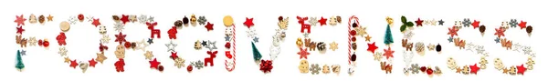 Decoración de Navidad colorida Carta Construyendo Palabra Perdón —  Fotos de Stock