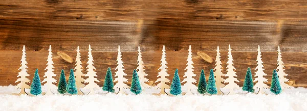 Weihnachtsbaum Banner, rustikale braun Holz Hintergrund — Stockfoto