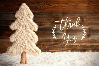 Kumaş Noel Ağacı, Kar, Teşekkürler Ahşap Arkaplan