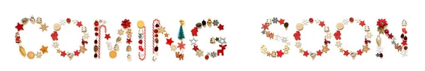 Barevné vánoční dekorace dopis stavební slovo se blíží — Stock fotografie
