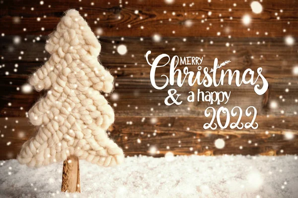 Tessuto Albero di Natale, Neve, Buon Natale e un felice 2022, Fiocchi di neve — Foto Stock