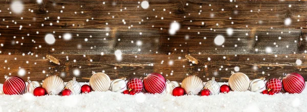 Banner der Weihnachtskugel Ornament, Schnee, Kopierraum, Schneeflocken — Stockfoto
