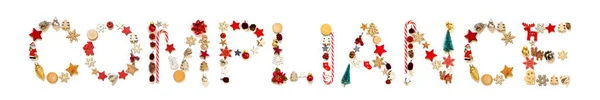 Decoração de Natal colorido Carta Construção Palavra Conformidade — Fotografia de Stock