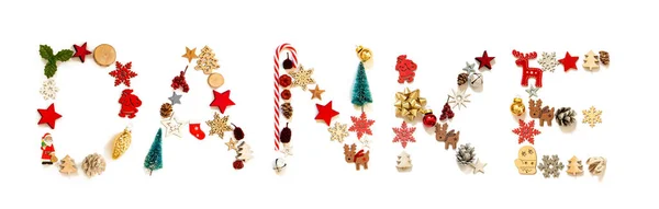 Färgglada jul dekoration brev byggnad Danke innebär tack — Stockfoto