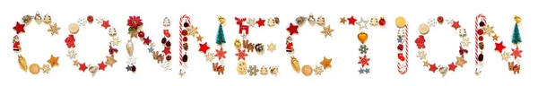 Színes karácsonyi dekoráció levél épület Word Conection — Stock Fotó