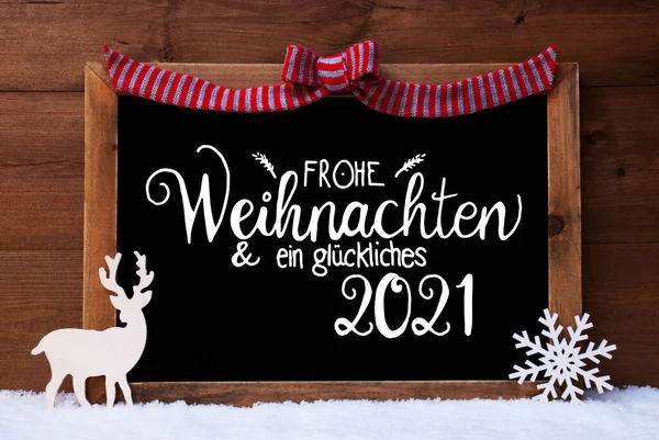 Karton, Vánoční dekorace, Sníh, Jeleni, Glueckliches 2021 znamená Happy 2021 — Stock fotografie