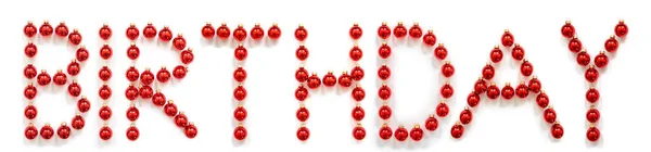 Red Christmas Ball Ornament Building Word Birthday — Stock Photo, Image