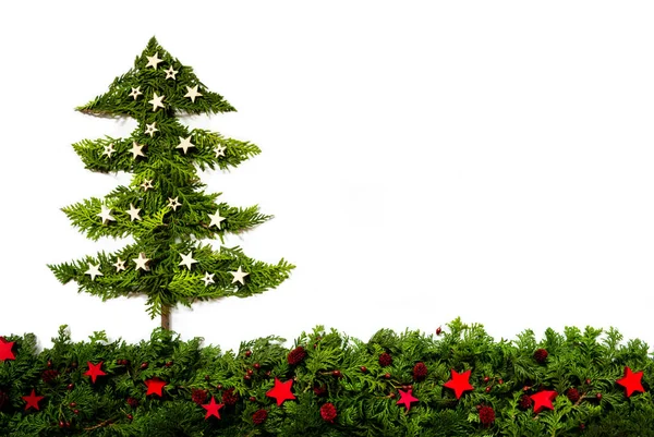 Drzewo bożonarodzeniowe wykonane z gałęzi, Kopiuj przestrzeń — Zdjęcie stockowe