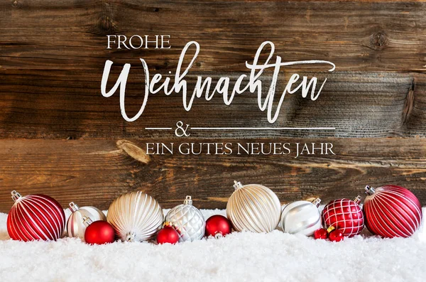 Kerstbal Ornament, Sneeuw, Gutes Neues Betekent Gelukkig Nieuwjaar — Stockfoto