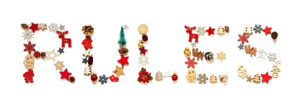 Barevné vánoční dekorace Dopis Stavební Slovní pravidla — Stock fotografie