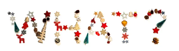 Barevné vánoční dekorace dopis stavební slovo co — Stock fotografie