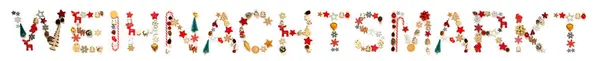 五彩缤纷的装饰信建筑维纳奇标记意味着圣诞市场 — 图库照片