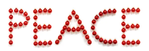 Red Christmas Ball Ornament Budowanie pokoju słowa — Zdjęcie stockowe