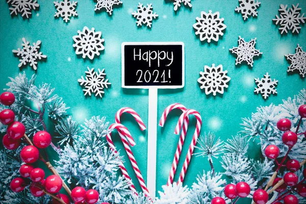 Black Christmas Sign, Lights, Frosty Look, Text Happy 2021 — Stock fotografie