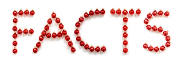 Red Christmas Ball Ornament Gebäude Word Facts — Stockfoto