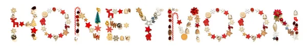 Decoración de Navidad colorida Carta Construcción Palabra Luna de miel —  Fotos de Stock