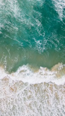aerial view of beautiful sea with foamy waves, Cyprus clipart