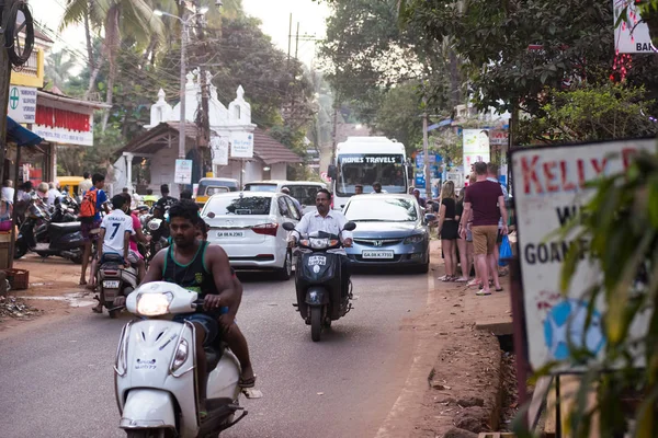 Goa Inde 2018 Densité Des Voitures Des Motos Sur Rue — Photo