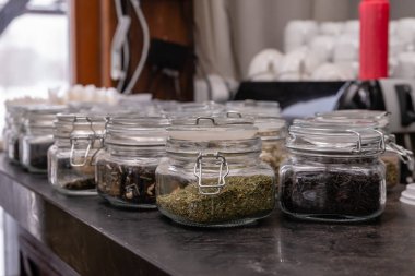 Cam Kavanoz Restoran barda çay farklı türde mühürlü