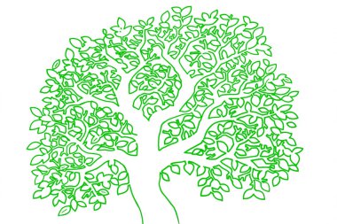 Beyaz izole zemin üzerine yeşil tebeşir ağacıyla boyalı