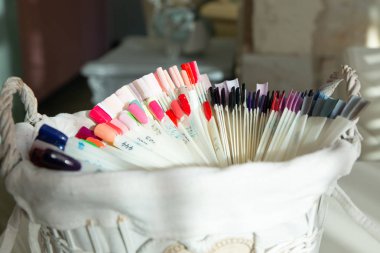 güzellik salonunda oje seçimi için örnekler bir dizi