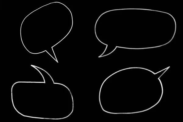 Chalk drawing-various speech bubbles on black background — Stock Photo, Image