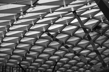 Bina Soyut. Modern güçlendirilmiş çelik cam Duvar