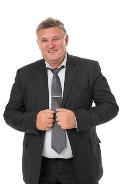 kıdemli işadamı beyaz arka planda izole edildi