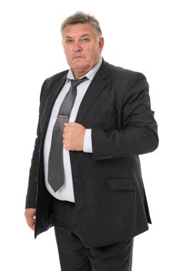 kıdemli işadamı beyaz arka planda izole edildi