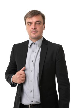 kıdemli işadamı beyaz arka planda izole edildi