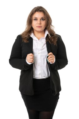 güzel genç işkadını portre üzerinde beyaz izole