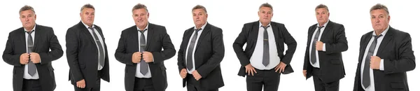 Senior Businessman Isolated On White Background, collage — Stock Photo, Image