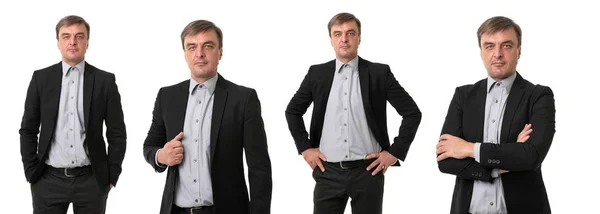 Senior-Geschäftsmann isoliert auf weißem Hintergrund, Collage — Stockfoto