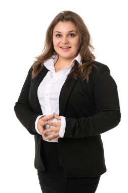 güzel genç işkadını portre üzerinde beyaz izole