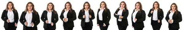 Mujer de negocios sobre fondo blanco aislado, collage —  Fotos de Stock