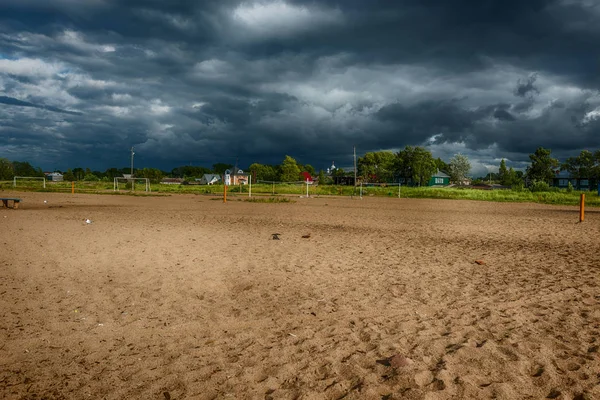 Cielo Tormentoso Una Playa White Lake Lago Muy Menudo Rápidamente — Foto de Stock