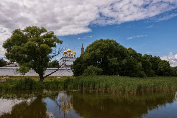 Vue Cathédrale Centrale Côté Lac Entre Les Arbres Sanctuaires Russes — Photo