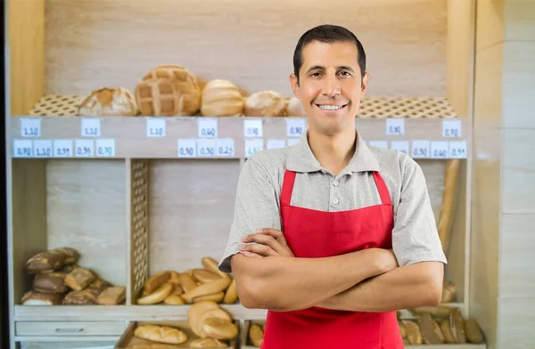 Retrato Hombre Trabajando Una Panadería — Foto de Stock