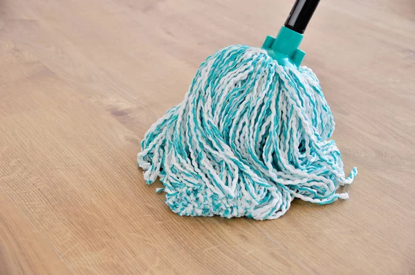 Cleaning Gear Mopping Living Room Floor Parquet — Stock Photo, Image