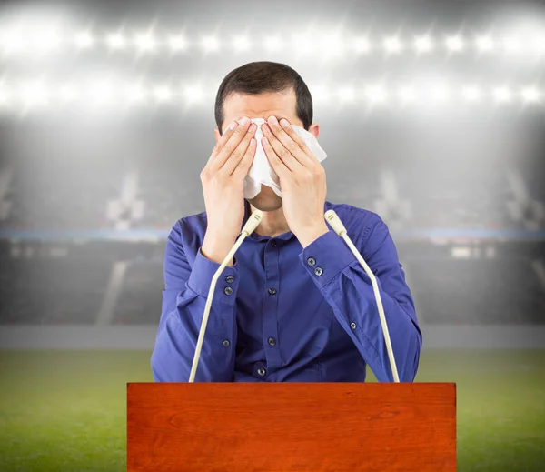 Retrato Manager Llorando Por Mala Gestión Del Club Siendo Abucheado — Foto de Stock