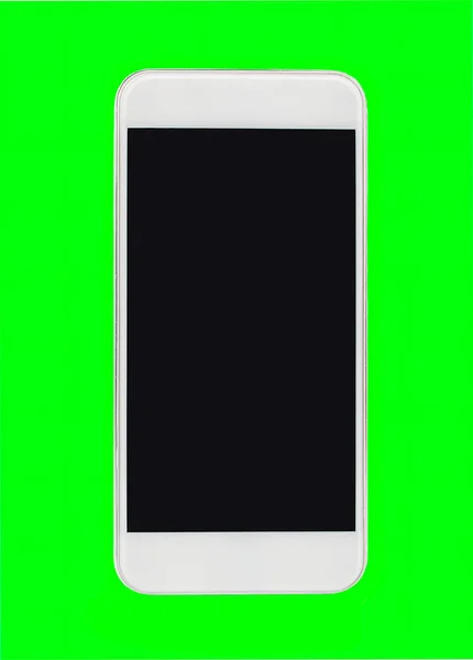 Nahaufnahme Eines Weißen Smartphones Auf Isoliertem Ausschnitt Auf Grünem Hintergrund — Stockfoto